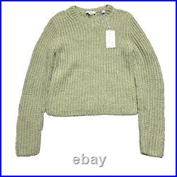 Vince Textured Ribbed Sweater Womens Size Medium Green Cotton Blend Pullover NWT