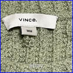 Vince Textured Ribbed Sweater Womens Size Medium Green Cotton Blend Pullover NWT