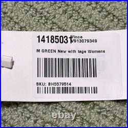 Vince Textured Ribbed Sweater Womens Size Medium Green Cotton Blend Pullover NWT