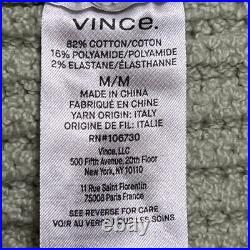 Vince Textured Ribbed Sweater Womens Size Medium Green Cotton Blend Pullover NWT