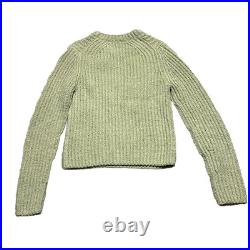 Vince Textured Ribbed Sweater Womens Size Medium Green Cotton Blend Pullover NWT