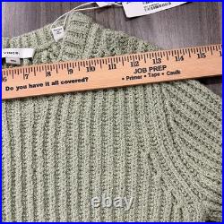 Vince Textured Ribbed Sweater Womens Size Medium Green Cotton Blend Pullover NWT