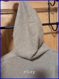 Vince sz M Cashmere Wool Alpaca Hooded Drape Cardigan Beige Camel Quiet Luxury