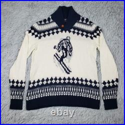 Vineyard Vines Fair Isle Sweater Women's M Preppy Shawl Collar Ski Graphic Print