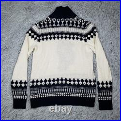 Vineyard Vines Fair Isle Sweater Women's M Preppy Shawl Collar Ski Graphic Print