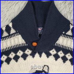 Vineyard Vines Fair Isle Sweater Women's M Preppy Shawl Collar Ski Graphic Print