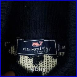 Vineyard Vines Fair Isle Sweater Women's M Preppy Shawl Collar Ski Graphic Print