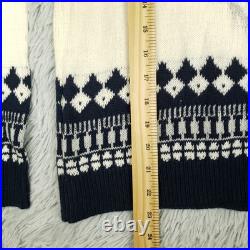 Vineyard Vines Fair Isle Sweater Women's M Preppy Shawl Collar Ski Graphic Print