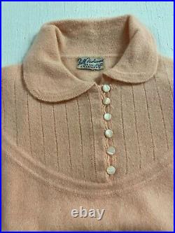 Vintage 1940s Cashmere Womens Short Sleeve Sweater Size Medium A0636
