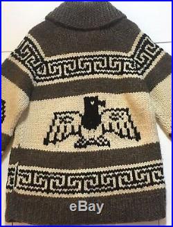 Vintage 1970s Kanata Hand Knit Wool Cowichan Native Eagle Sweater Med/Lrg Men