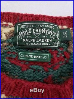 Vintage 1990s Polo Country Ralph Lauren Southwest Sweater Medium Hand Knit Wool