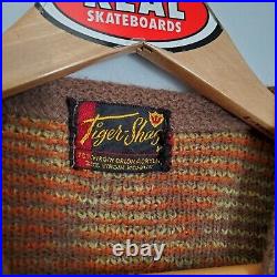 Vintage 60s Mohair Cardigan Cobain Sweater Grunge Fuzzy Men's Medium Argyle