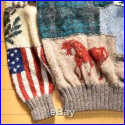 Vintage 80s 90s Polo RALPH LAUREN Native knit patchwork sweater men's M F/S