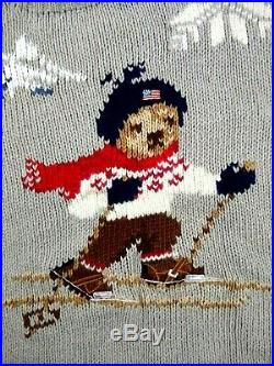 Vintage 90's Ralph Lauren Polo Sport Bear Men's Medium Snow Skiing Sweater USA