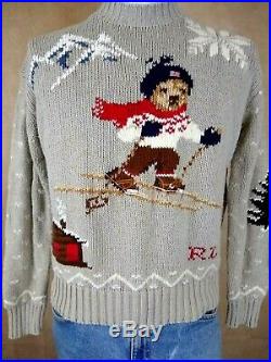 Vintage 90's Ralph Lauren Polo Sport Bear Men's Medium Snow Skiing Sweater USA