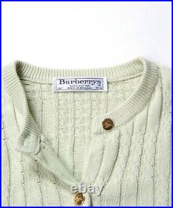 Vintage 90's Womens Burberrys Cable Knit Cardigan 36/M made in England