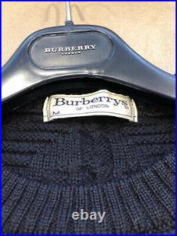 Vintage 90s BURBERRY Jumper Sweater Spell Out Crest Logo Navy M L