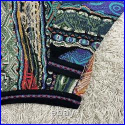 Vintage 90s COOGI Australia Mens Muliti Color Abstract Biggie Smalls Sweater M