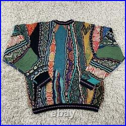 Vintage 90s COOGI Australia Mens Muliti Color Abstract Biggie Smalls Sweater M
