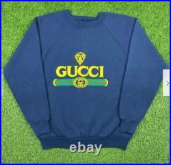 Vintage Bootleg Gucci 90s Puff Print Crewneck Sweater Hoodie Made in USA Size M