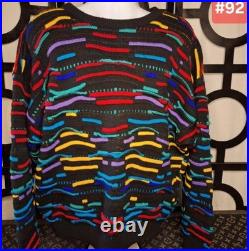 Vintage COOGI Australia Sweater Size MED 100% Pure Wool Colorful Textured RARE