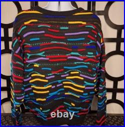 Vintage COOGI Australia Sweater Size MED 100% Pure Wool Colorful Textured RARE