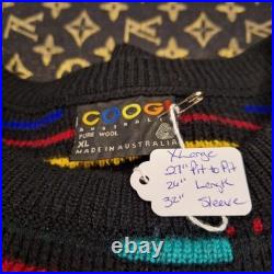 Vintage COOGI Australia Sweater Size MED 100% Pure Wool Colorful Textured RARE