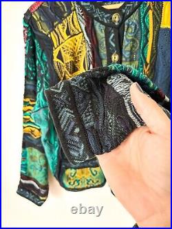 Vintage COOGI Cardigan Sweater Women's Medium 100% Cotton Australia 3D Knit EUC