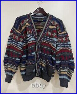 Vintage COOGI Cardigan Sweater Women's Medium Pure wool Australia 3D Knit