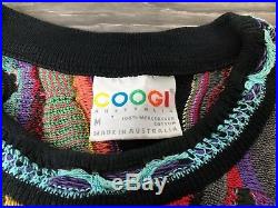 Vintage COOGI Sweater VTG 80s 90s Multicolor 3D Australia Hip Hop Cosby Size M
