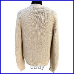 Vintage Cable Knit Cardigan 70s Tan Grunge Kurt Cobain Sweater Mens Medium Vintage Cable Knit Cardigan 70s Tan Grunge Kurt Cobain Sweater Mens Medium