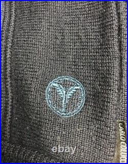 Vintage Carlo Colucci Jumper Size M Zip Neck Blue Black Stripe Wool Sweater