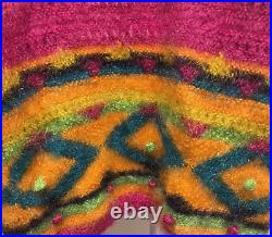 Vintage Classiques Sweater Cardigan Mohair Blend Art Fuzzy Fuzzy PomPom Size M