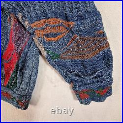 Vintage Coogi Australia Sweater Adults Medium Blue Multicoloured 3D Knit Jumper