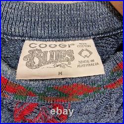 Vintage Coogi Australia Sweater Adults Medium Blue Multicoloured 3D Knit Jumper