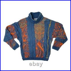 Vintage Coogi Blues Sweater Mens M Medium Cotton 3D Knit Cotton Biggie Smalls