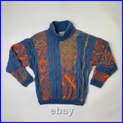 Vintage Coogi Blues Sweater Mens M Medium Cotton 3D Knit Cotton Biggie Smalls