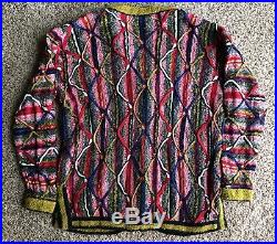 Vintage Coogi Cardigan Sweater Medium Biggie Notorius BIG 80s 90s