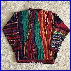 Vintage Coogi Rainbow Neon Crazy Mercerized Cotton Knit Sweater Medium