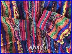 Vintage Coogi Sweater Biggie Hip Hop Bright Colors 3D Kaleidoscope Mens Medium