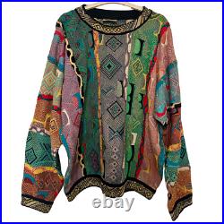 Vintage Coogi Unisex Jumper Sweatshirt 90s Knit Bold Colourful Pattern Rare