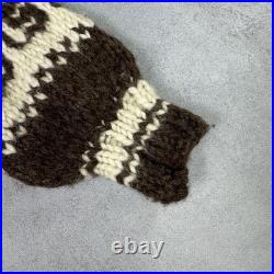 Vintage Couchan Indian Hand knit Wool Sweater Zip Eagle Size M