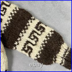 Vintage Couchan Indian Hand knit Wool Sweater Zip Eagle Size M