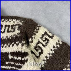 Vintage Couchan Indian Hand knit Wool Sweater Zip Eagle Size M
