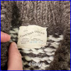 Vintage Couchan Indian Hand knit Wool Sweater Zip Eagle Size M