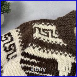 Vintage Couchan Indian Hand knit Wool Sweater Zip Eagle Size M