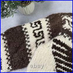 Vintage Couchan Indian Hand knit Wool Sweater Zip Eagle Size M