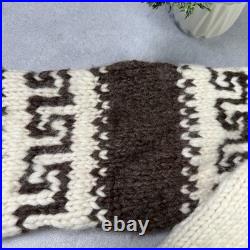 Vintage Couchan Indian Hand knit Wool Sweater Zip Eagle Size M