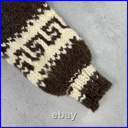 Vintage Couchan Indian Hand knit Wool Sweater Zip Eagle Size M