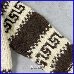 Vintage Couchan Indian Hand knit Wool Sweater Zip Eagle Size M